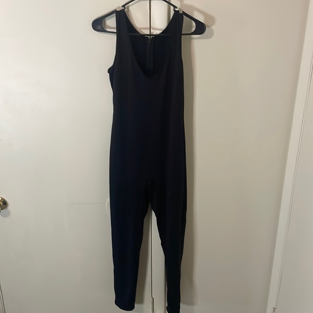 Two piece black bodysuit with crop Top